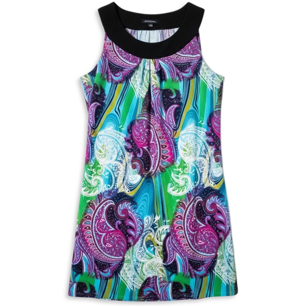 Notations Sleeveless Dress Womens Medium Multicolor Paisley Shift Mod‎ Boho